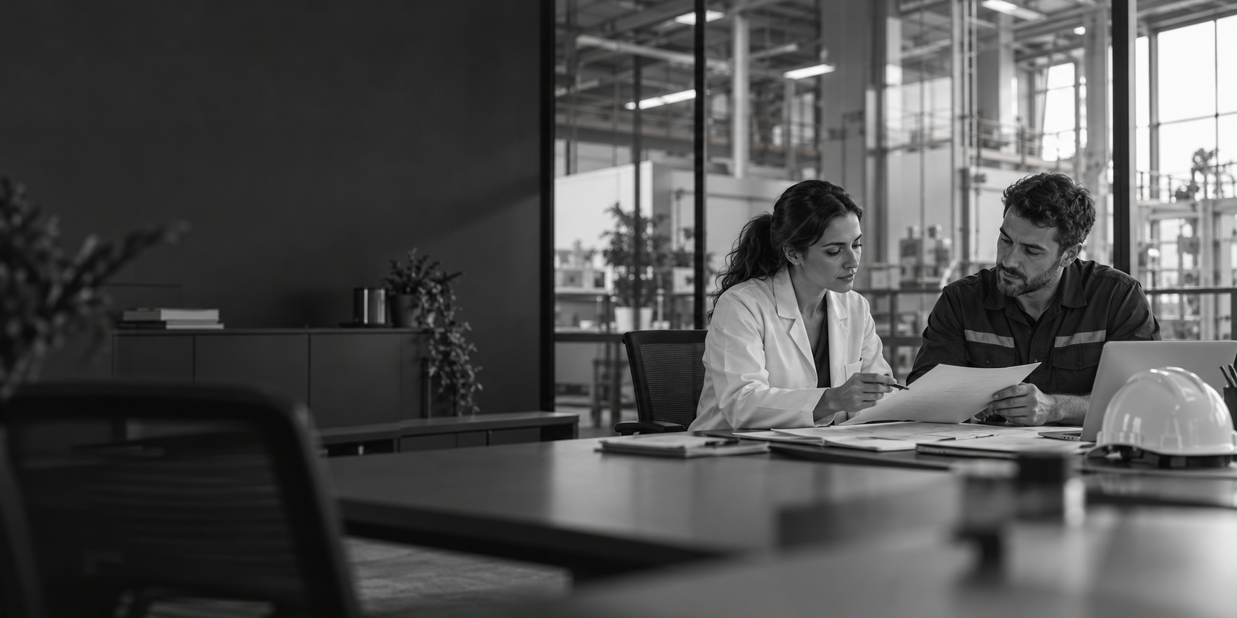 Ambiente de trabalho com profissionais